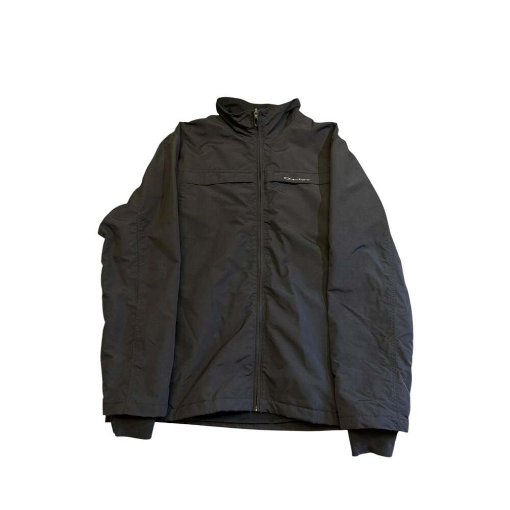 Oakley Vintage Black Full Zip Nylon Windbreaker Jacket XXL